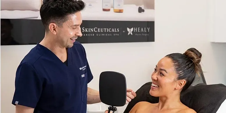 Skincare consultation in a spa setting.