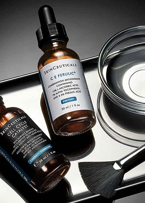Skincare products in jars by SkinCeuticals