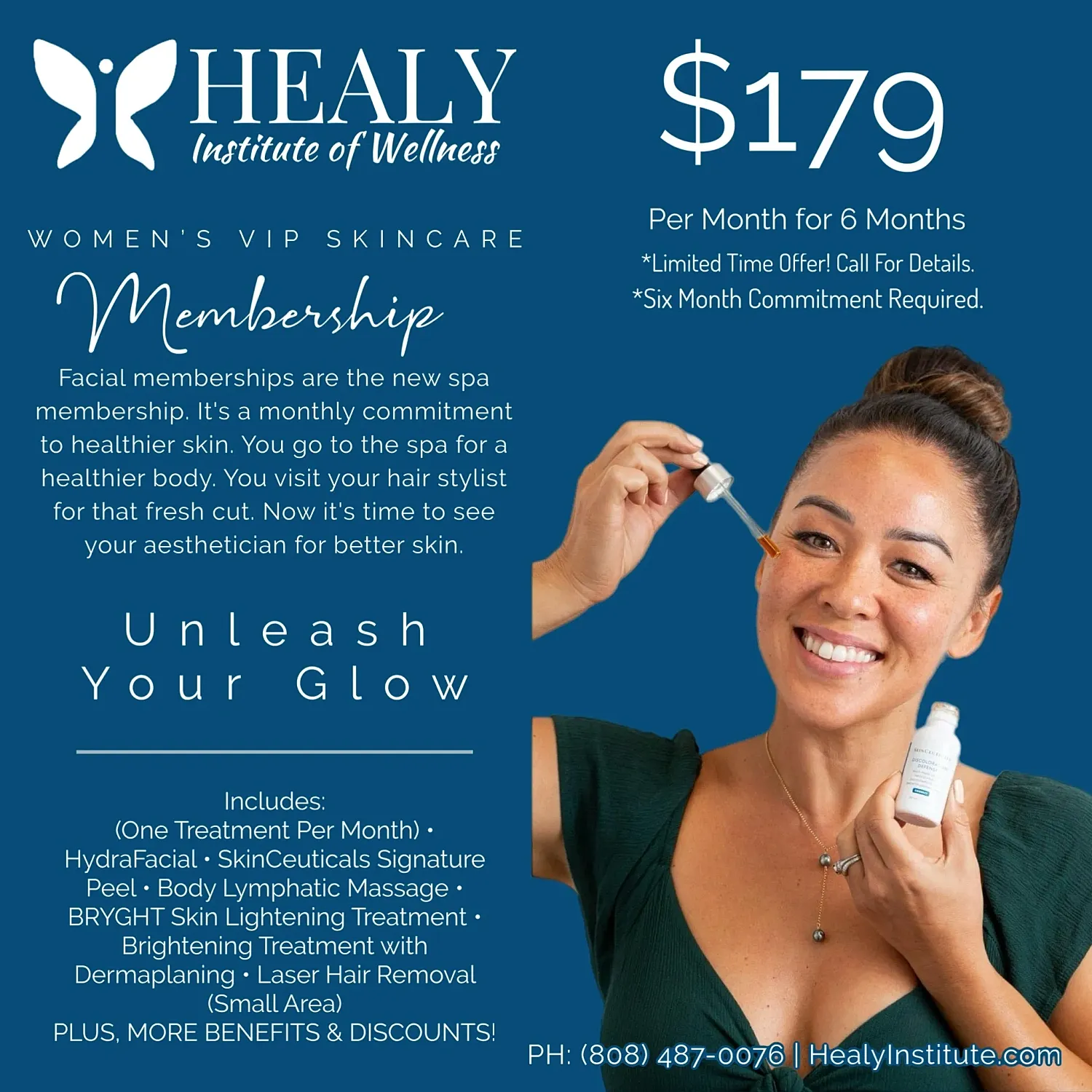 Women's skincare membership promotional image.