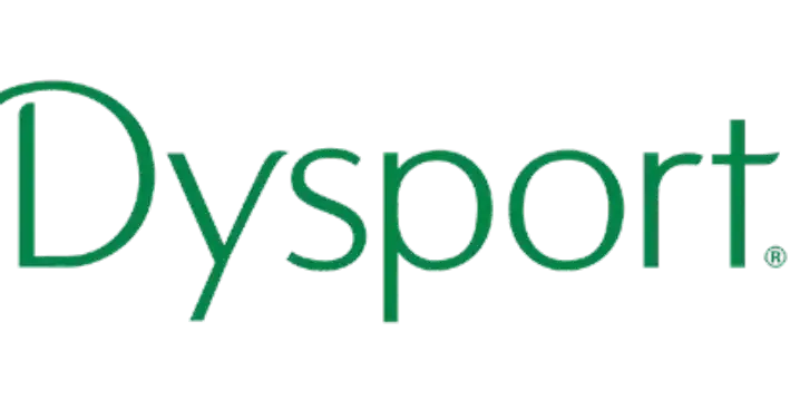 Dysport logo in green lettering.