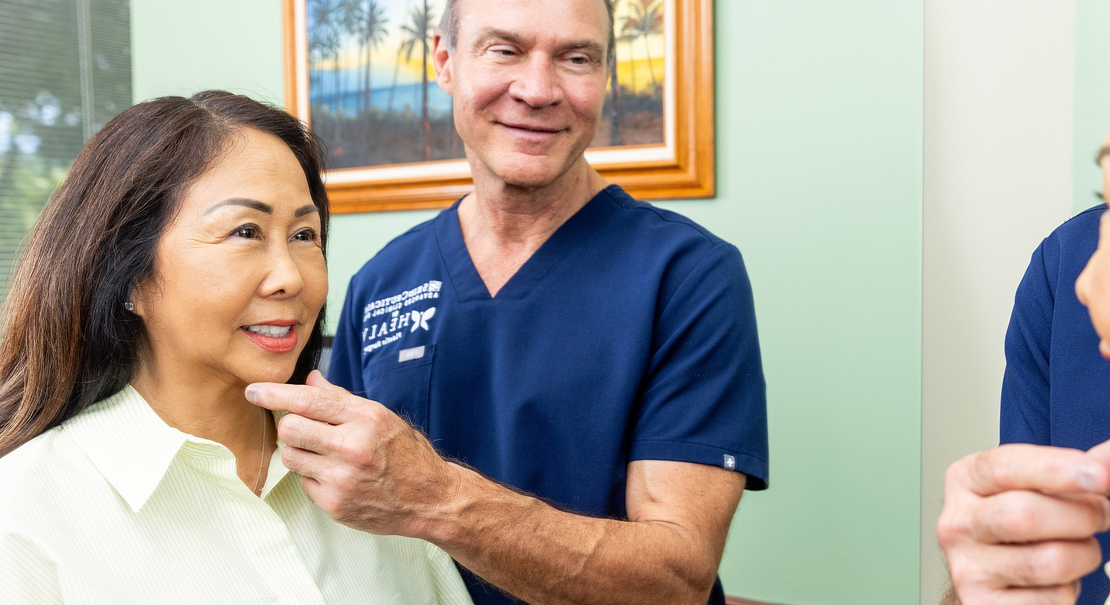 Patient consultation in a medical setting.